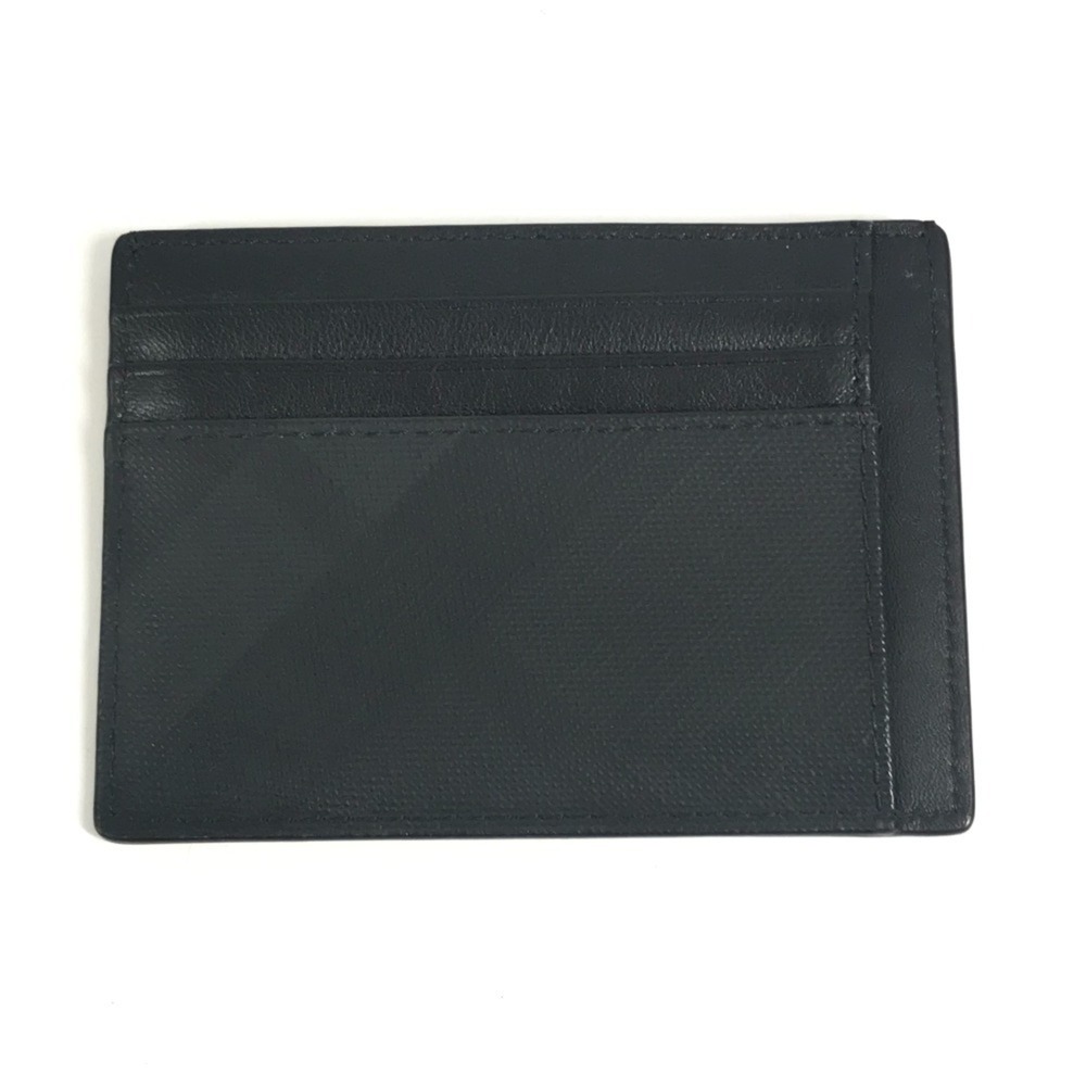 BURBERRY Check Business Card Holder/Pass Case, Leather, Men's/Women's, Black